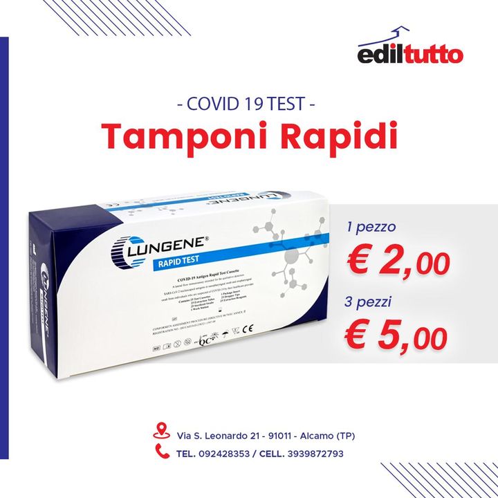 #PROMO  Tamponi Rapidi 😷

Da Ediltutto trovi i #tamponi #rapidi